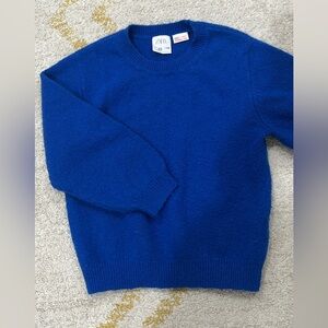 Zara Blue Crewneck Sweater with Ribbed Cuffs